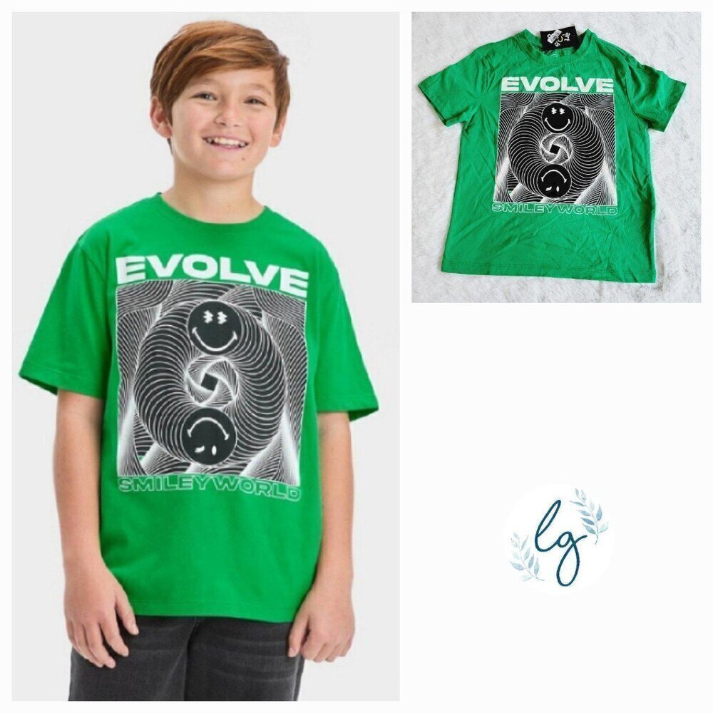 Art Class Boys' Evolve Smiley Short Sleeve T-Shirt (Large) 4KIDL-S